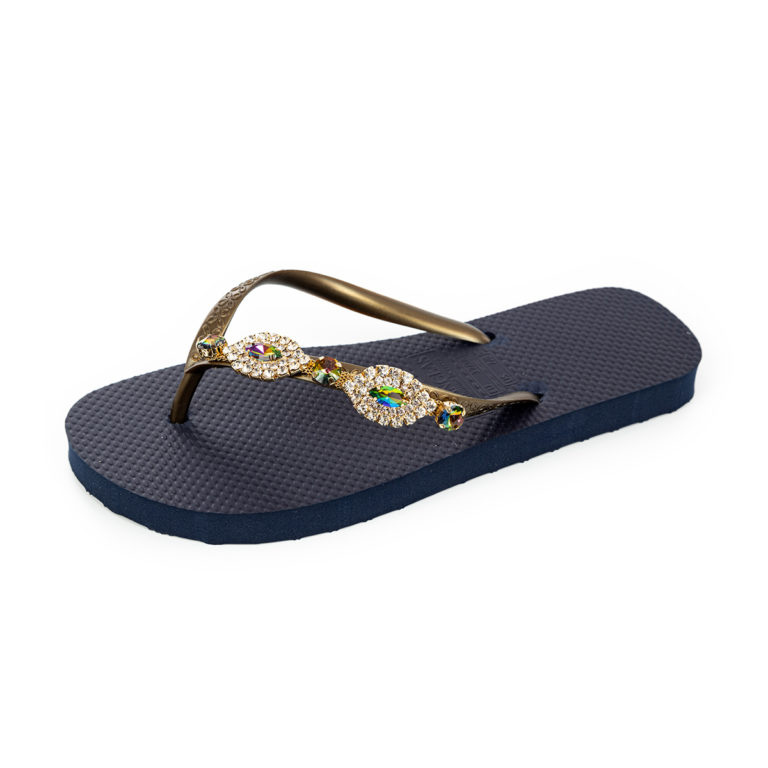 Produktbild von CHANCLAS By Simone Herrera MARISA, Blue, 35/36 - Bequeme Designer Luxus Damen Zehentrenner - Edle & Hochwertige Damen Sandalen Mit Glitzer Für Jeden Anlass Kollektion 2025
